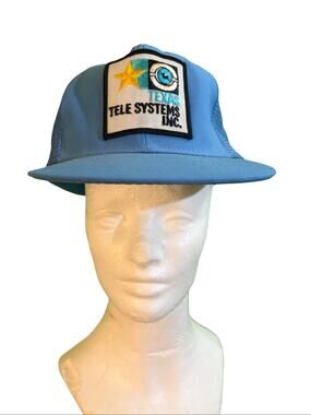 Vintage Texas Tele Systems Inc Mesh Trucker Hat Blue Snapback Cap Made USA